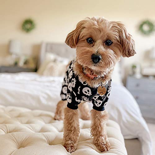 [Australia] - CuteBone Christmas Dog Pajamas Jumpsuit Shirt Winter Sweater Cute Holiday Pjs Halloween Pet Clothes Bodysuit for Doggie Onesies X-Small Black white skeleton 