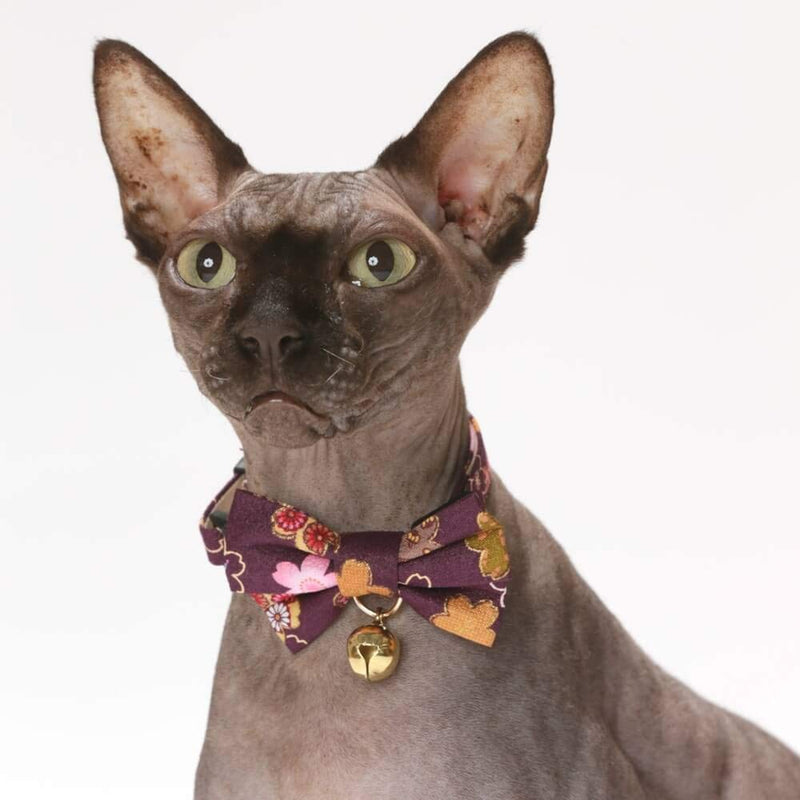 Necoichi Kimono Bow Tie Cat Collar (Purple) - PawsPlanet Australia