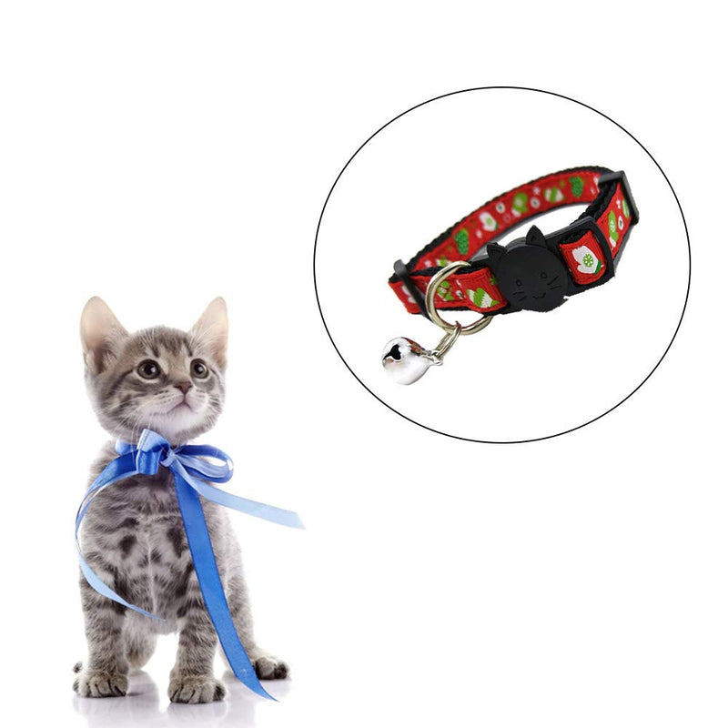 DIKOPRO Christmas Cat Collars，Classical Plaid Cat Collar with Bell， Super Soft Breakaway Adjustable Kitty Puppy Webbing Collar Red Gloves - PawsPlanet Australia