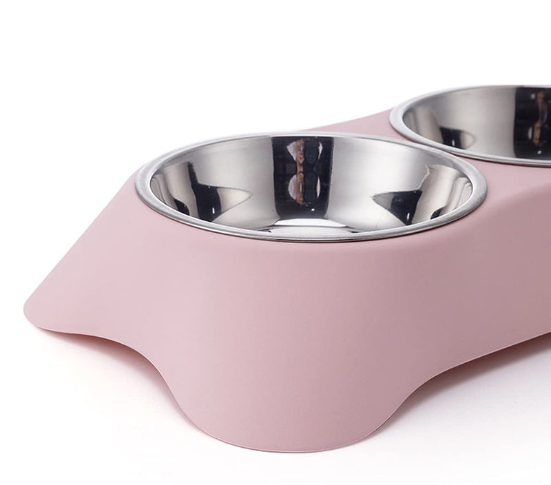 Fuwok Double Dog Bowl,Non Slip Stainless Steel Double Bowl with Non-spill For Small Dogs and Cats (S, Blue) S - PawsPlanet Australia