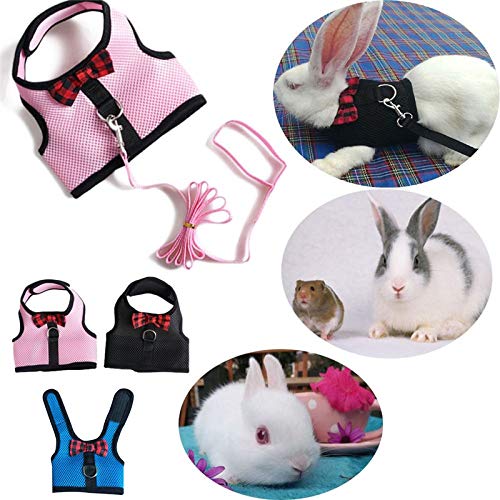 [Australia] - sonicbee Multipurpose Rabbits Hamster Vest Harness with Leash Bunny Mesh Chest Strap Harnesses Ferret Guinea Pig Small Animals Pet Accessories L:Neck 11.38-13.96"，Chest 13.78-15.75" Blue 