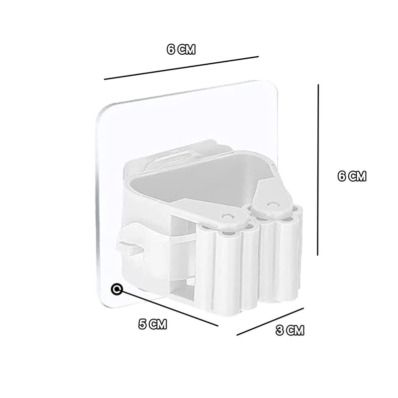 WENRENMK Pack of 6 broom holders wall self-adhesive, wall mount broom, broom holder, suitable for broom handle, kitchen, bathroom, garden, garage white - PawsPlanet Australia