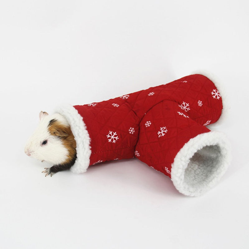 [Australia] - UEETEK Small Pet Animal Christmas Tunnel Toy Winter Warm Fleece Tube Hideout Bed Playing Channel for Hamster/Gerbil Rat/Guinea Pig 