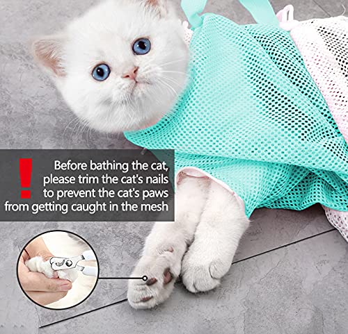 KlerRoem Cat Bathing Bag, Adjustable Anti-bite and Anti-Scratch Shower Mesh Grooming Bags for Bathing, Injection, Nail Trimming, Medicine Taking (Cats Under 11 lbs) Green - PawsPlanet Australia