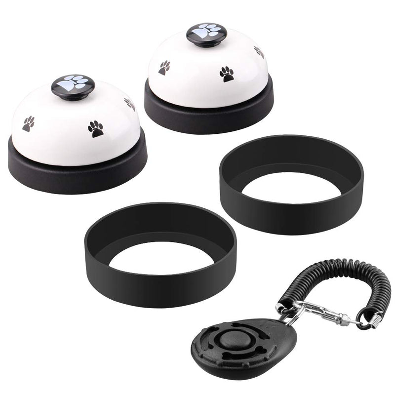 [Australia] - Dog Training Bell, Comsmart Set of 2 Dog Puppy Pet Potty Training Bells, Dog Cat Door Bell Tell Bell with Non-Skid Rubber Base + 1Pcs Dog Training Clicker with Wrist Strap 