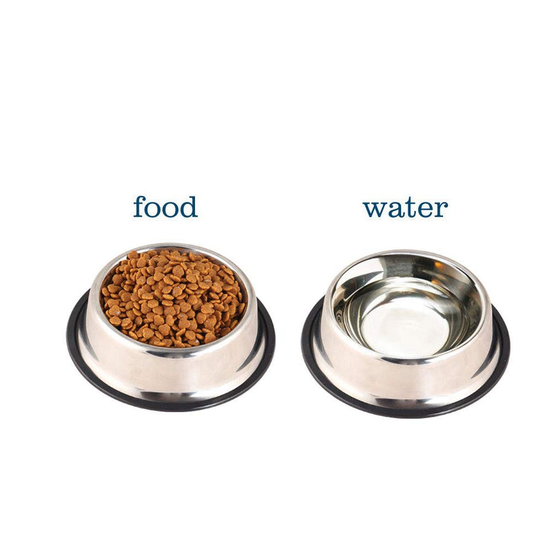 [Australia] - PETCEE Stainless Steel Dog Bowl Set of 2 has Rubber Around The Bottom 10oz Light Silver 