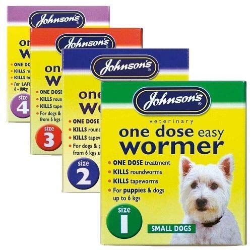 John-sons One Dose Easy Wormer Tablet Worming Tablet Dog Dewomer Tablets (1 - small dog/puppies up to 6kg) 1 - small dog/puppies up to 6kg - PawsPlanet Australia