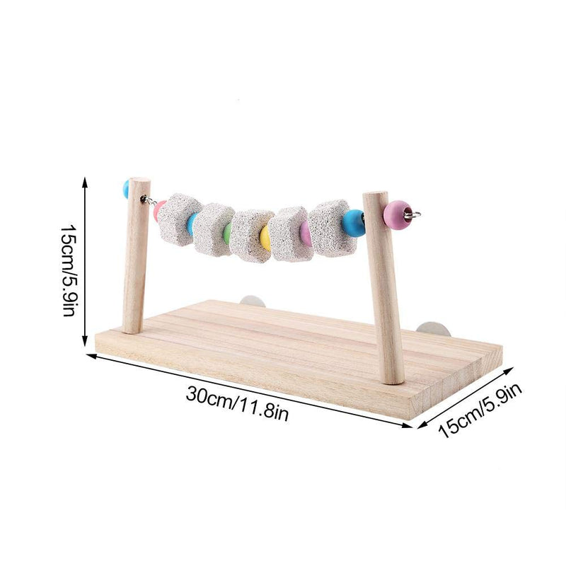 FTVOGUE Parrot Chew Toy Bird Molar Toy Birdcage Swings Bird Wooden Stand with Mineral Stone for Parrot Teeth Care - PawsPlanet Australia