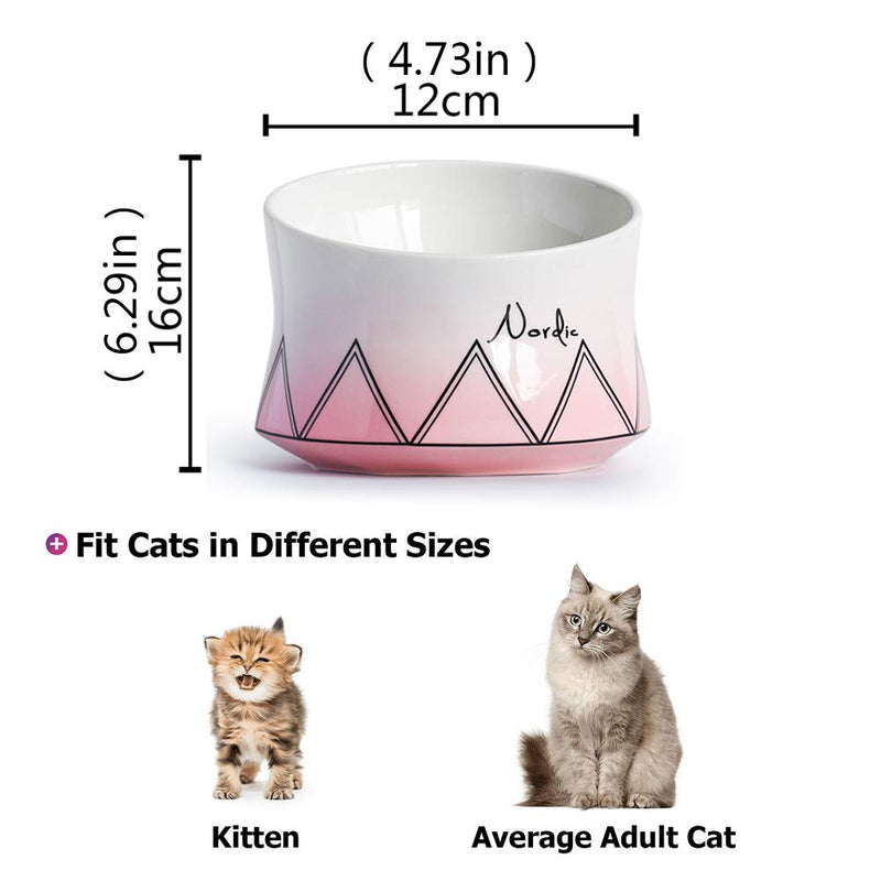 HCHLQLZ Pink Ceramic Tilted Elevated Cat Dog Bowl Raised Cat Food Water Bowl Dish Stress Free, Backflow Prevention, Made to FDA/EC&ECC European Standard（300ML） - PawsPlanet Australia