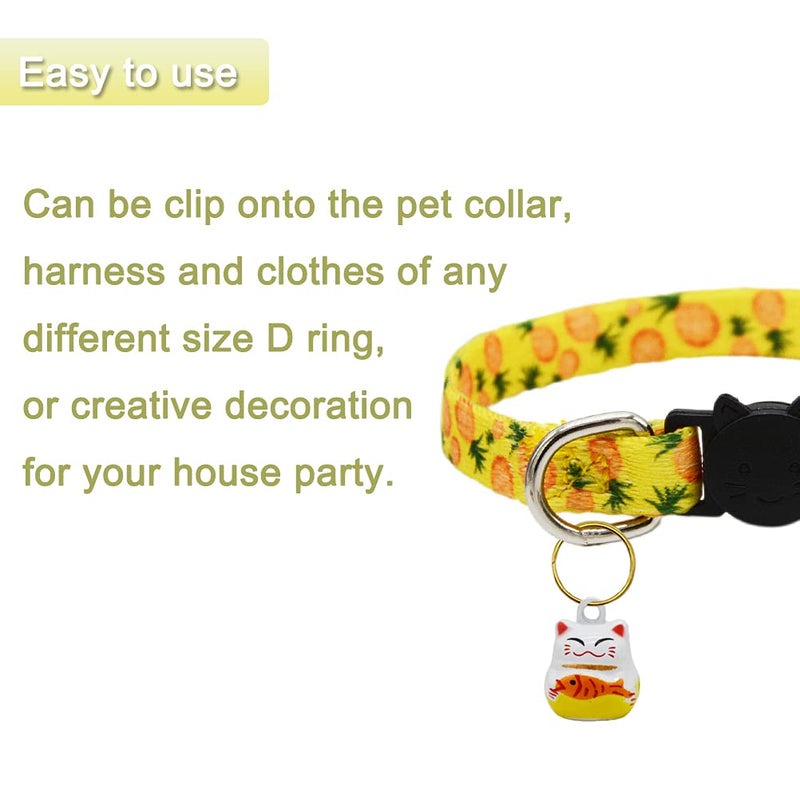 6 Pack Lucky Cat Collar Bells Loud Dog Collar Bells for Potty Training Necklace Pendant with Free Clips Key Rings White Red and Yellow - PawsPlanet Australia