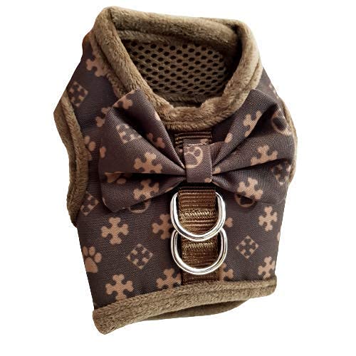 Pretty Pampered Pets Designer Tiny Toy Chihuahua Harness Puppy Dog Harness Coat Cat Kitten Harness Small Breeds Tiny Teacup Brown Fur Edges (XXS) XXS - PawsPlanet Australia