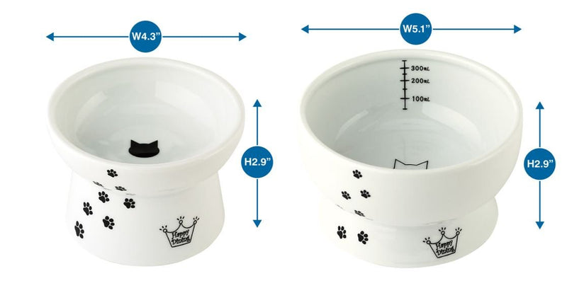 [Australia] - Necoichi Raised Cat Food and Water Bowl Set (Cat) 