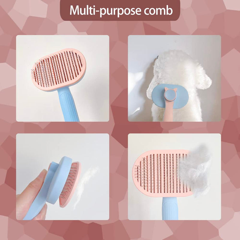 Cat brush, self-cleaning pet brush, for long hair and short hair, removing loose fur and dirt - PawsPlanet Australia