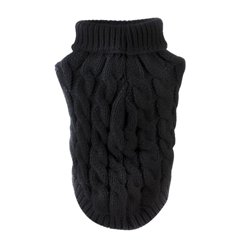 Small Warm Dog Jumper/Sweater recommended for Small Dogs, Cute Turtleneck Knitted Vest for Autumn/Winter, Available in colours Pink and Grey, Sizes S,M and L (Black, Small) Black - PawsPlanet Australia