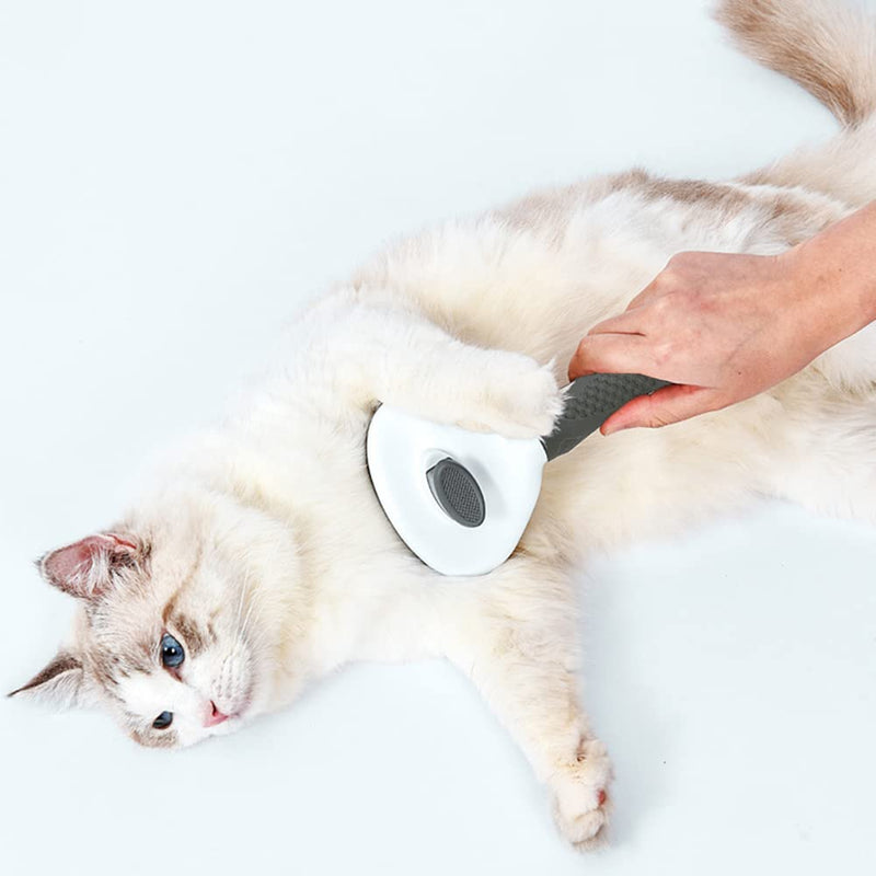 Secwell Pets Cat Brush Hair Remover Dog Brush with Cleaning Button Fur Brush for Long Hair and Short Hair Grey - PawsPlanet Australia