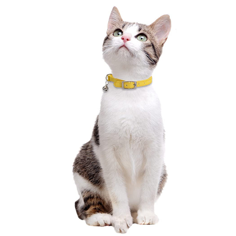 3 Pack Leather Cat Collar Safety with Elastic Strap and Bell for Small Pets Cats Kitty - PawsPlanet Australia