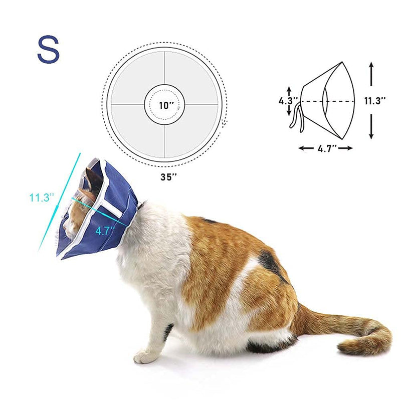 QIYADIN Pethouzz Soft Cat Recovery Collar, Cat Cone Collar, Nonwoven Fabric Elizabeth Collar, Loops-Protective Wound Healing Specially Designed for Cats - Easy for Cats to Eat and Drink Small - PawsPlanet Australia