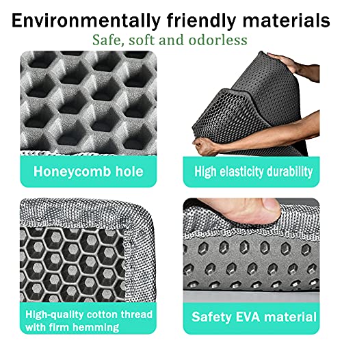 Louis Donné Cat Litter Mat, Litter Tray Mat of Large Size Double Layer Honeycomb Large Holes Design, Cat Litter Box Mat Scatter Control, Waterproof EVA Material, Washable(66X45cm, Grey) 66X45cm - PawsPlanet Australia