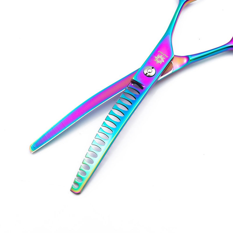 6.5"/8.0'' Professional Chunker Shear Twin Tail Downward Curved Pet Grooming Thinning/Blending Scissors Dog&cat Grooming Chunkers Shear 6.5 inches - PawsPlanet Australia