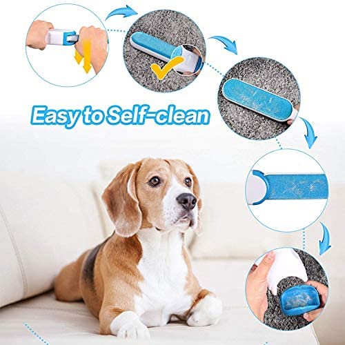 Pet Hair Remover, Pet Fur Remover, Cat Hair Remover, Dog Hair Remover, Lint Brush, Pet Hair Remover Brush with Self-Cleaning Base Efficient Double-Sided Perfect for Clothing, Couch, Carpet, Furniture - PawsPlanet Australia