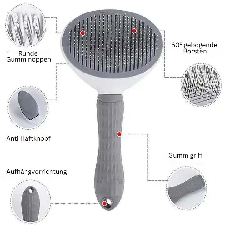 WillyCat - Cat brush - short hair, aumuca, Persian cat brush with one button, pet brushes, self-cleaning fur brush cat for short hair and long hair to remove loose fur and dirt - PawsPlanet Australia