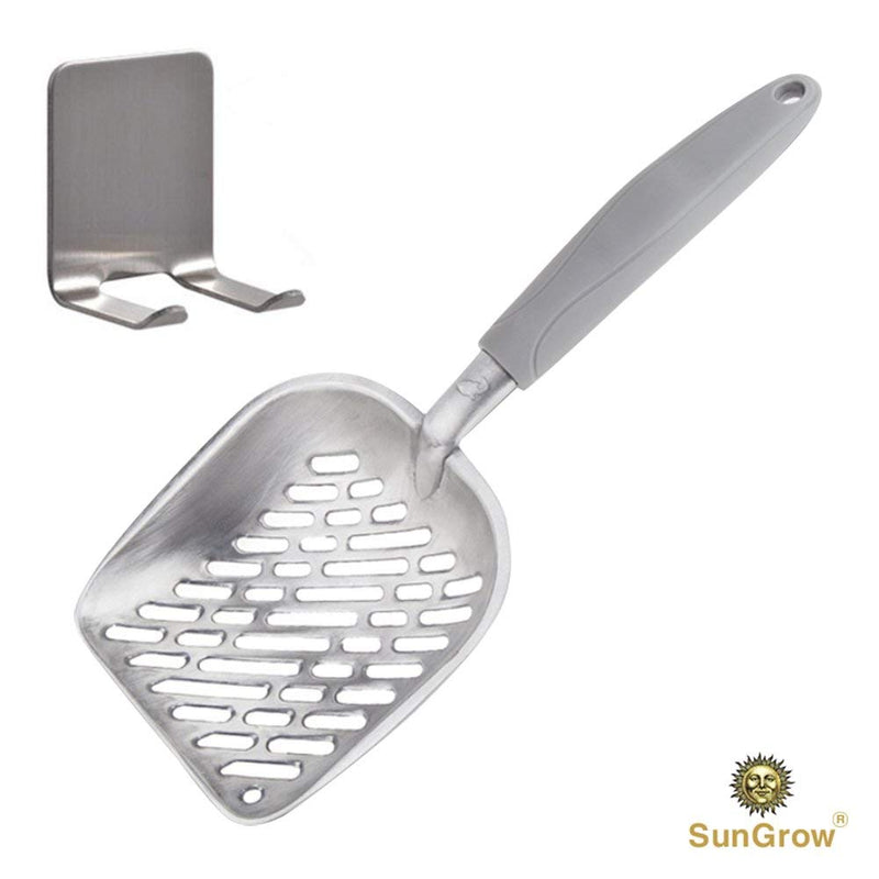 [Australia] - SunGrow Cat Litter Scoop, 14 Inches, with Deep Shovel & Strong Aluminum, Lightweight Handle, Two Minutes to Clean Poop Box, No Scatter Sides for Easy sifting, Can Last Generations, 1 Pack 