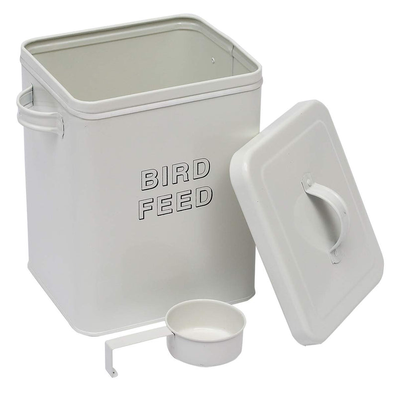 Morezi Bird seed and feed storage tin with seal lids and scoop included - white-coated carbon steel - storage canister tins - PawsPlanet Australia