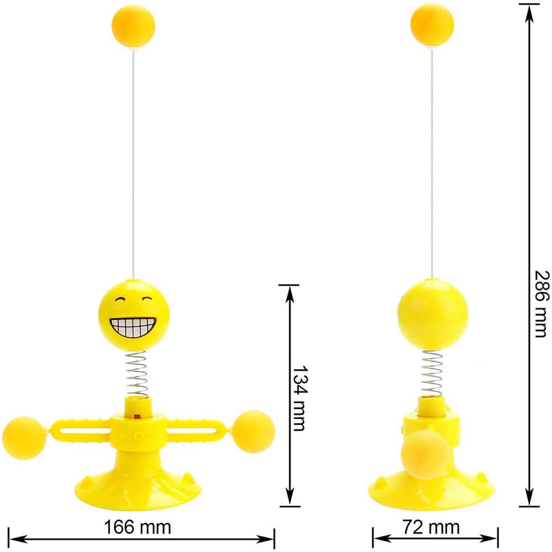 WeChip Windmill Interactive Cat Toy, Cat Toys for Indoor Cats with Turntable Teasing Feather Stick Suction Cup Base Funny Kitten Feather Ball Toys for Cats Cradle String Game (Yellow) - PawsPlanet Australia