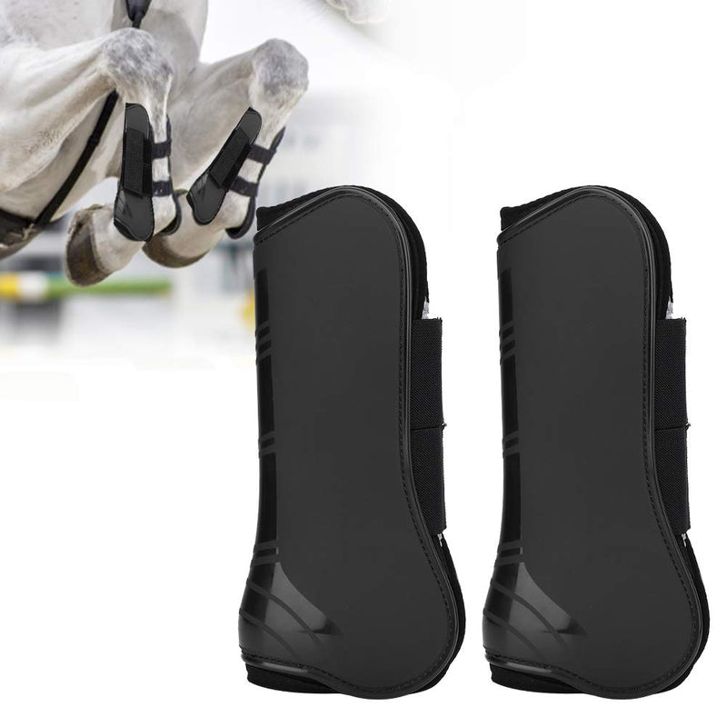 ViaGasaFamido Horse Support Boots, 1 Pair of Horse Breathable Wrap Jumping Leg Boot Protection Support Wrap Equestrian PU Secure Leg Protection Horse Tendon (Black) Black - PawsPlanet Australia