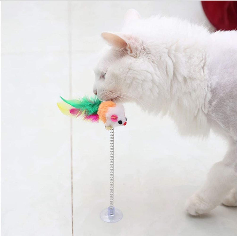 [Australia] - Retractable Cat Toys Wand with 5 Piece Teaser Refills, Interactive Cat Feather Toy for Cat Kitten Having Fun Exerciser Playing 3pcs Spring Mouse Toys 