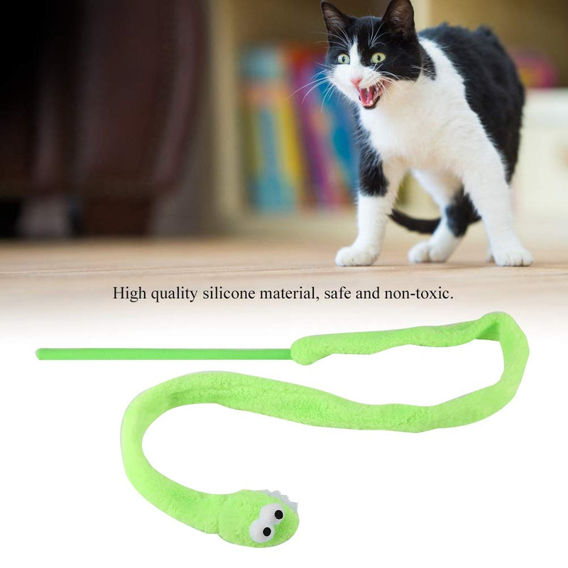 TOPINCN Cat Interactive Toy Funny Cartoon Snake-Shaped Soft Plush Teaser Pet Cats Kitten Exercising Playing Toy Catcher Rod Stick(Green) Green - PawsPlanet Australia