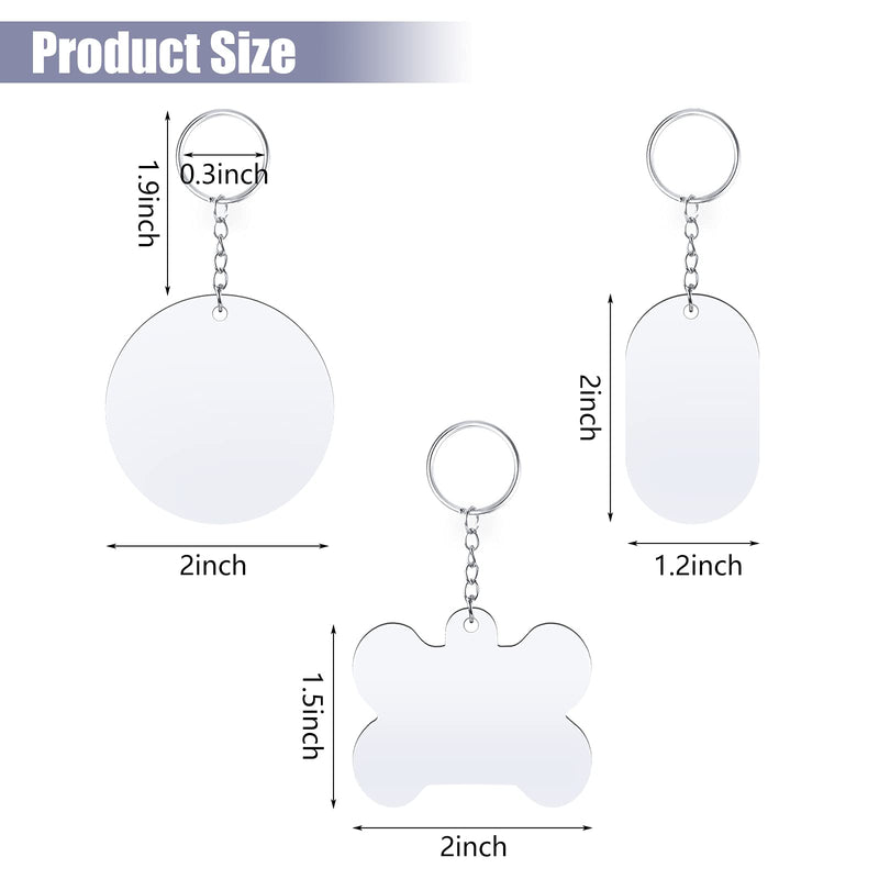 12 Pieces Sublimation Blank Dog Tags White Blank Craft Keychain Dog Tag 3 Styles Double Sided Sublimation Pet Tags for Dogs Cats DIY Personalized Tags Crafts Decorations - PawsPlanet Australia