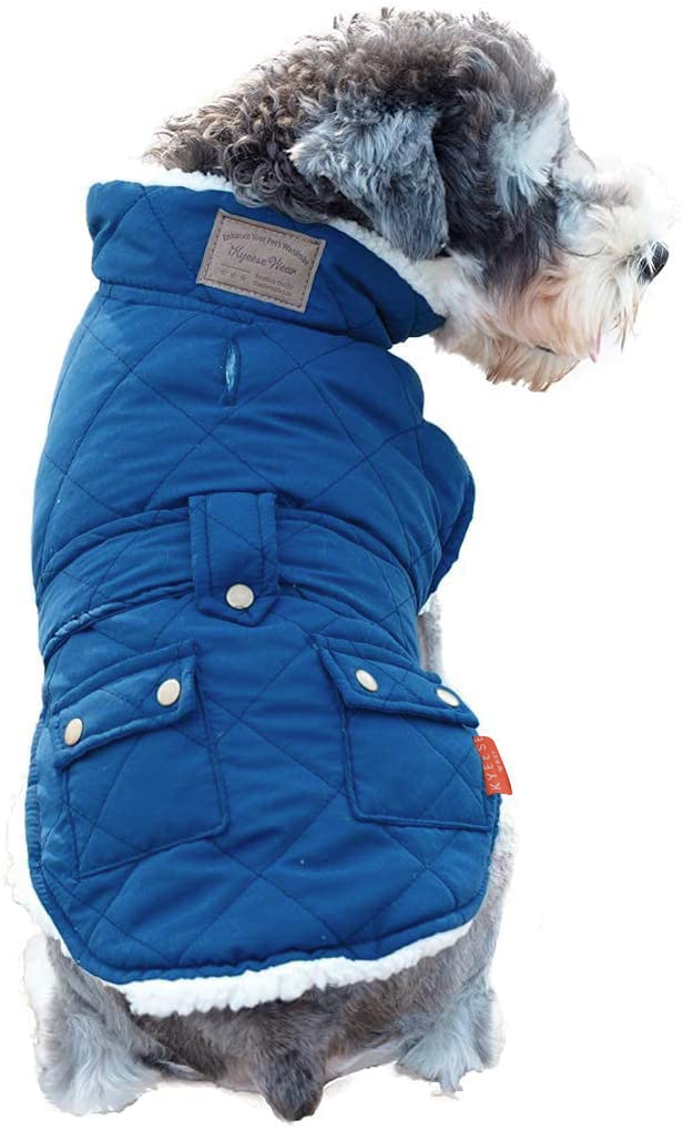 KYEESE Dog Jacket for Dogs Winter Windproof Fleece Lined Dog Vest Cold Weather Coats with Leash Hole Small Blue - PawsPlanet Australia