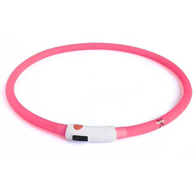 [Australia] - BSEEN Led Dog Collar USB Rechargeable Glowing Pet Safety Collars Water Resistant Light up Cut to resize to fit 11"-27" for Small, Medium, Large Dogs Pink 