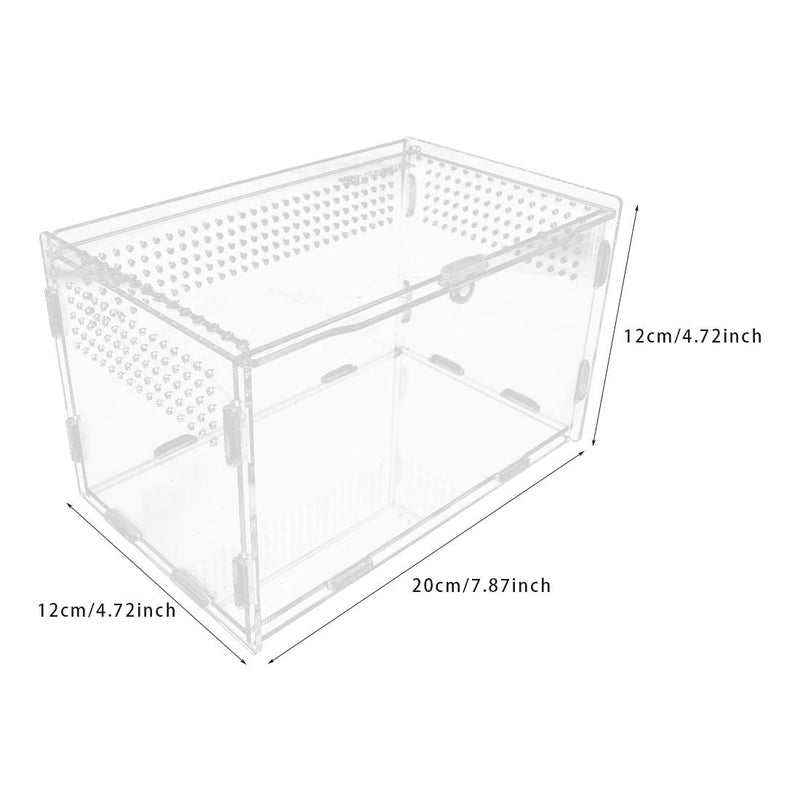 Acrylic Reptile Feeding Box 3.9x3.15x2.75 inch Transparent Glass Breeding Box Terrarium with 2 Pcs Straight and Curved Tweezers for Pet Insect Spider Crickets Snails Hermit Crabs Lizard - PawsPlanet Australia
