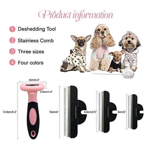 QiCheng&LYS Pet Hair Remover Comb Pet Grooming Brush Can Effectively Remove and Remove Professional Hair Rose 100mm - PawsPlanet Australia
