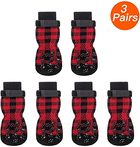 Scenereal 6 Pack Dog Socks Set Anti-slip Dog Paw Protector Heavy-duty Dog Paw Protector Small (Pack of 6) - PawsPlanet Australia