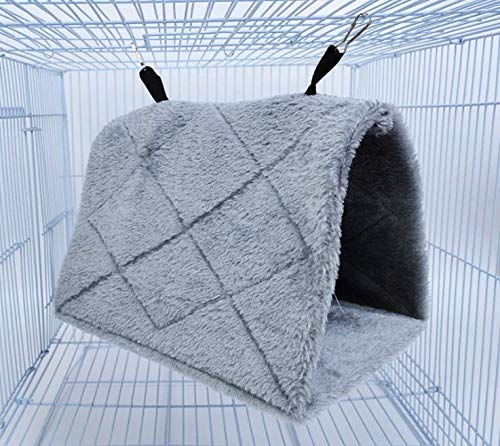 Magnoloran 2 Pack Warm Bird Nest House Bed Hanging Hammock Sleeping Bed Plush Hanging Snuggle Cave Happy Hut for Pet Parrot Parakeet Cockatiel Conure Cockatoo African Grey Macaw(Blue&Grey) Blue and Grey - PawsPlanet Australia