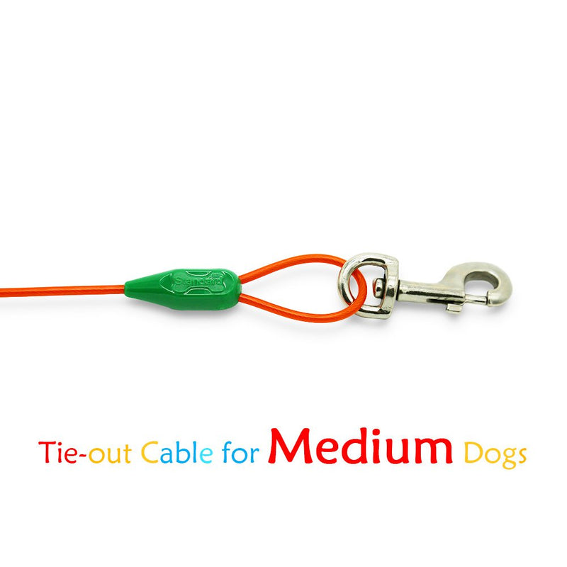 [Australia] - Petest Tie-Out Cable with Crimp Cover for Dogs Up to 35/60/90/125/250 Pounds, 15ft 25ft 30ft Length Available 8.8mmX16&60lbs15ft Darkgreen & Orange 