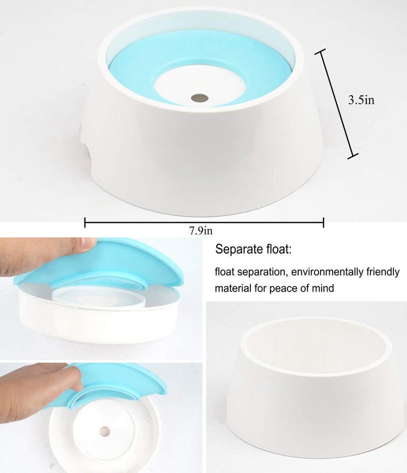 [Australia] - VOOO4CC Dog Drinking Bowl Not Wet Mouth Anti-Splash Float Separation Cat Feeding Bowl Blue 