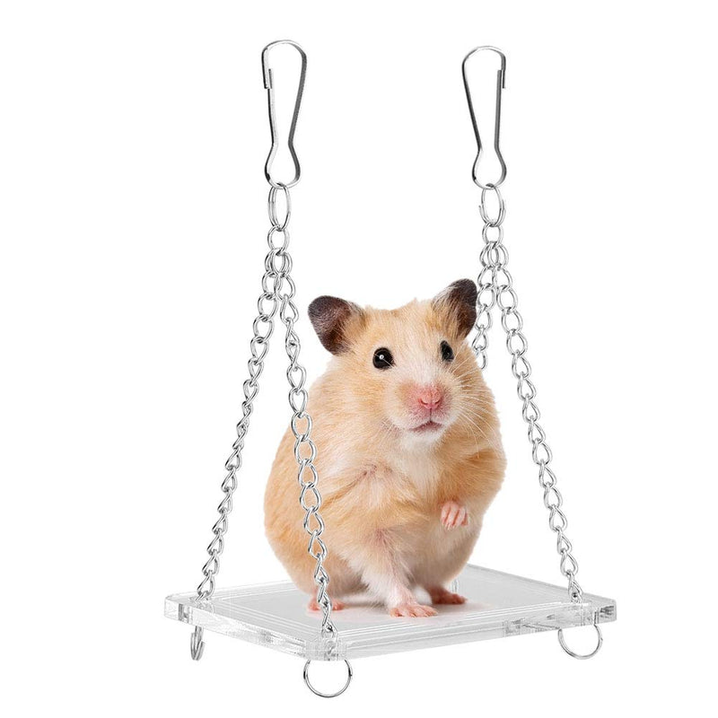 ViaGasaFamido Pet Swing Toy, Hamster Suspension Bridge Hamster Swing Hanging Stand Playground Acrylic Mini Hammock Hanging Stand Playground Hamster Cage Bed Accessories for Gerbils - PawsPlanet Australia