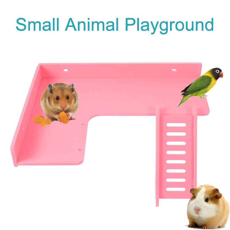 TeTupGa Hamster Ladder Platform Toy Rats Bird Playground Birdcage Perch Climbing Toys for Guinea Pig Gerbil (Pink) Pink - PawsPlanet Australia