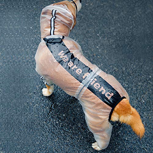 PETSYARDS Dog Raincoats Rainy Days Transparent Dog Full-Cover Rain Jacket Coat Four Legs Poncho Hoodies with Reflective Strip for Small Dogs XS X-Small(Back: 8.5",1-3 LBS) - PawsPlanet Australia