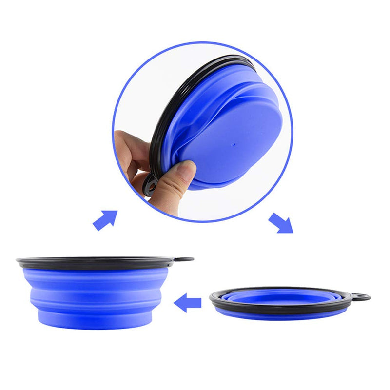 Collapsible Dog Bowl,2 Pack Silicone Dog Water Bowl Foldable Bowls Food Dishes for Puppy Pet Cat Outdoor Travel Hiking Camping Large 350ML Black/Blue - PawsPlanet Australia