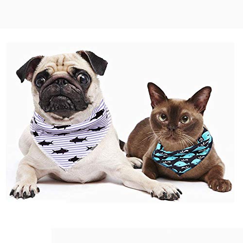 [Australia] - SKYCOOOOL 4 Pack Funny Navigation Style Small Pet Dog Cat Signature Puppy Bandana Triangle Scarf Bibs with Soft Cotton Material for Puppy Accessories 