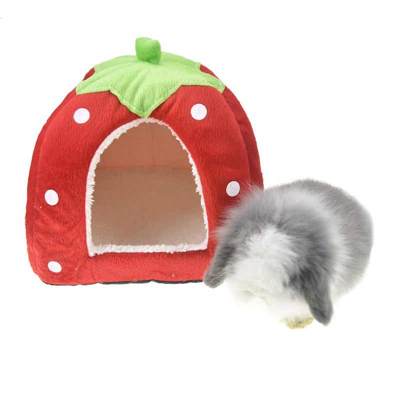 Rabbit Guinea Pig Hamster House Bed Cute Small Animal Pet Winter Warm Squirrel Hedgehog Chinchilla House Cage Nest Hamster Accessories (9" 9" 10", A-Red) 9"*9"*10" - PawsPlanet Australia