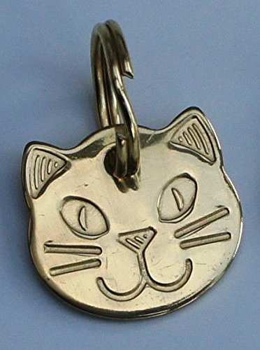 Paradise Pets Personalised Solid Chrome, Durable Cat Head Pet ID Tag Disc WITH LONG LASTING DEEP HAND ENGRAVING - ENGRAVED FREE (GOLD) GOLD - PawsPlanet Australia