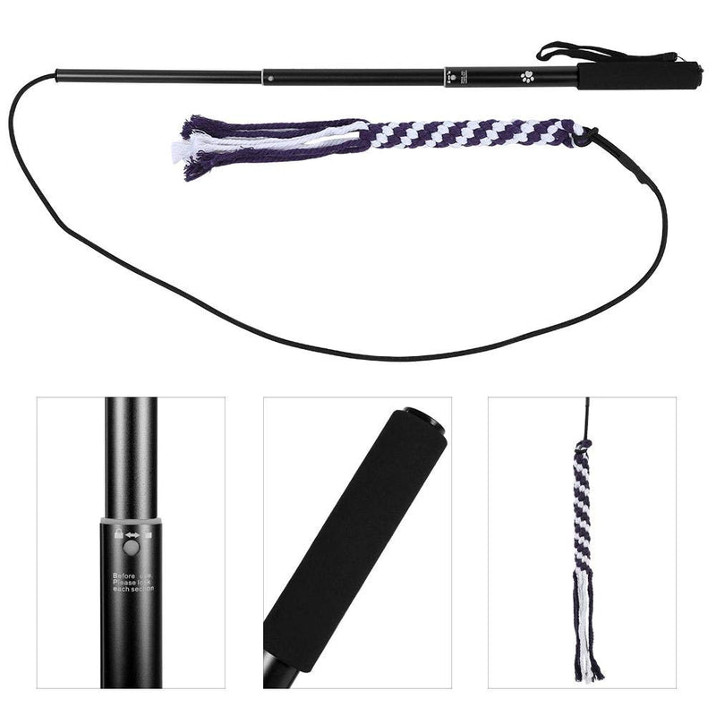 [Australia] - HEEPDD Dog Teaser Wand Toy, Pet Cat Three-Section Retractable Training Wand Stick with Two Cotton Rope Cats Scratching Chasing Playthings for Cats Dogs Puppy Kitty Kitten Novelty Gift Black L 