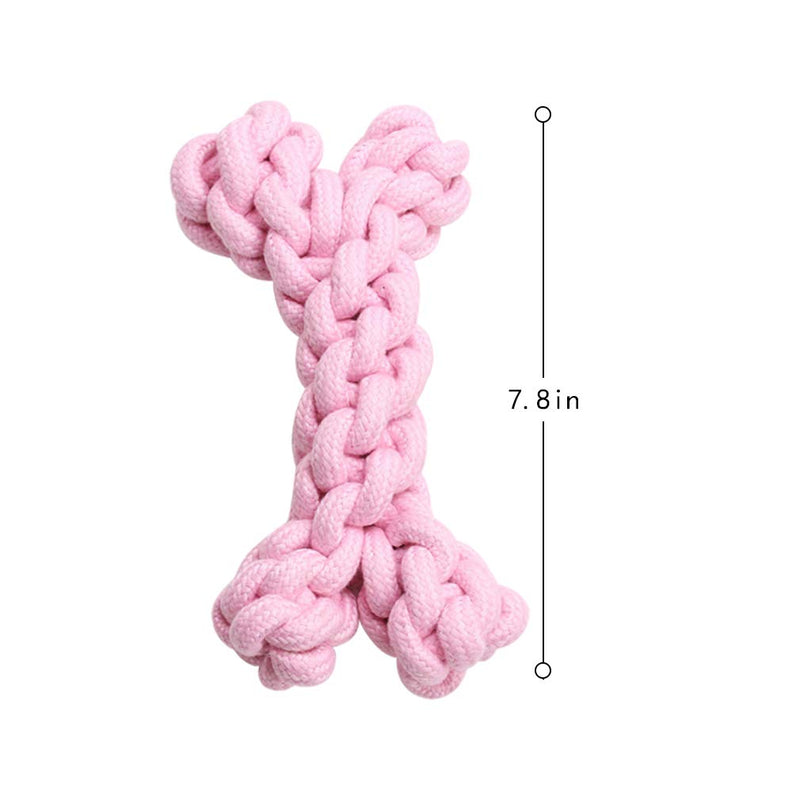 Nwvuop Puppy Cotton Rope Toy Pet Chew Toy Bite-Resistant Molar Dog Teeth Cleaning Rope Toy for Large Small Dogs Pets Rope Knot Pink - PawsPlanet Australia