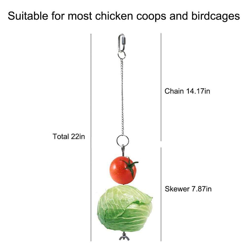 IOUH 2 PCS Chicken Parrot bird Hanging feeder - Chicken Veggies Skewer Fruit Holder Hens Stainless Steel Feeder toy Foraging Coop Toys Bird Treat Skewer - PawsPlanet Australia